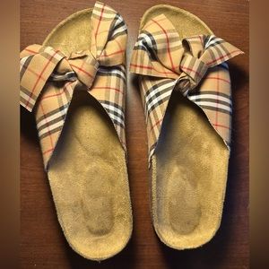 Size 5 1/2- Plaid Slide Sandal with Tie Detail